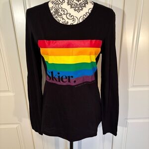 Big White Kelowna BC "Skier." RAINBOW graphic tee women's size small 100% cotton